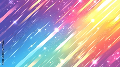 Rainbow spectrum of glowing light rays creating a vibrant, colorful backdrop.