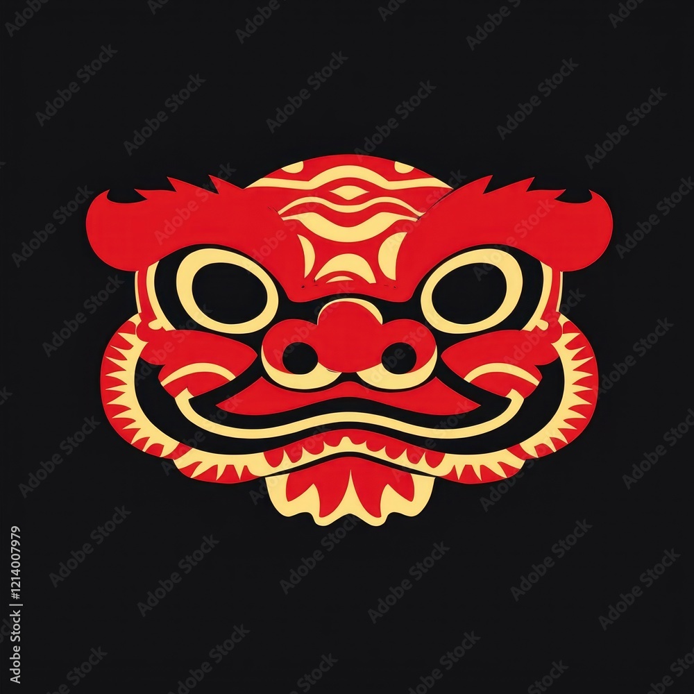 Fototapeta premium Stylized Lion Dance Mask Chinese New Year Symbol