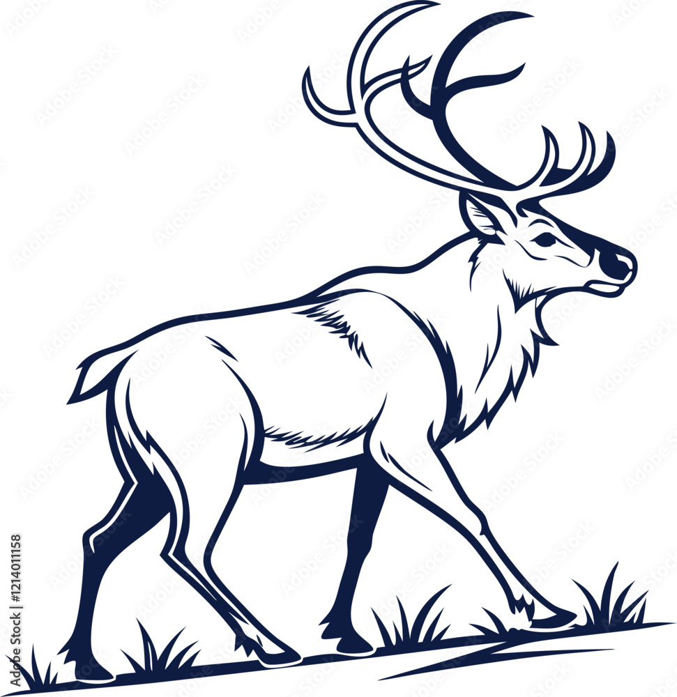 Fototapeta premium Vector silhouette image of a caribou.