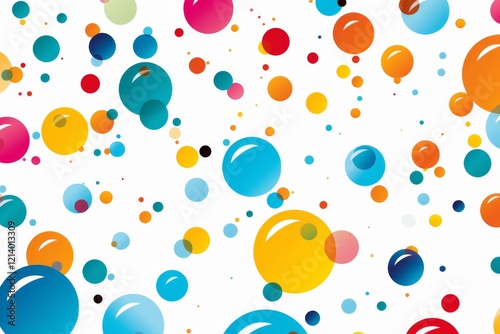 Vibrant floating bubbles create a whimsical atmosphere in a colorful design. Generative AI
