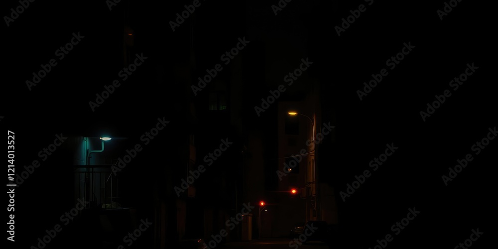 Dark alleyway corner illuminated by street light at night with eerie shadows and mysterious atmosphere, urban, alleyway Dark alleyway corner illuminated by street light at night with eerie shadows and mysterious atmosphere, urban, alleyway