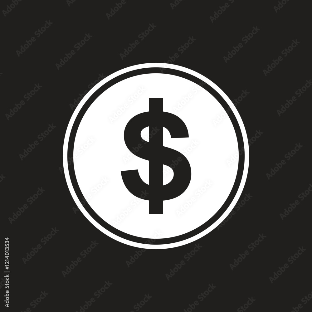 Dollar coin sign. digital currency symbol of US doller. white doller coin. vector design flat gold coin doller. money sign in png, vector illustration Dollar coin sign. digital currency symbol of US doller. white doller coin. vector design flat gold coin doller. money sign in png, vector illustration