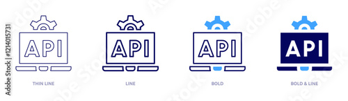 Api icon in 4 different styles. Thin Line, Line, Bold, and Bold Line. Duotone style. Editable stroke