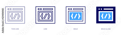 Css icon in 4 different styles. Thin Line, Line, Bold, and Bold Line. Duotone style. Editable stroke