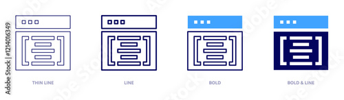 Programming assignment icon in 4 different styles. Thin Line, Line, Bold, and Bold Line. Duotone style. Editable stroke