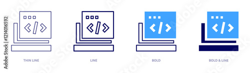Programming design icon in 4 different styles. Thin Line, Line, Bold, and Bold Line. Duotone style. Editable stroke