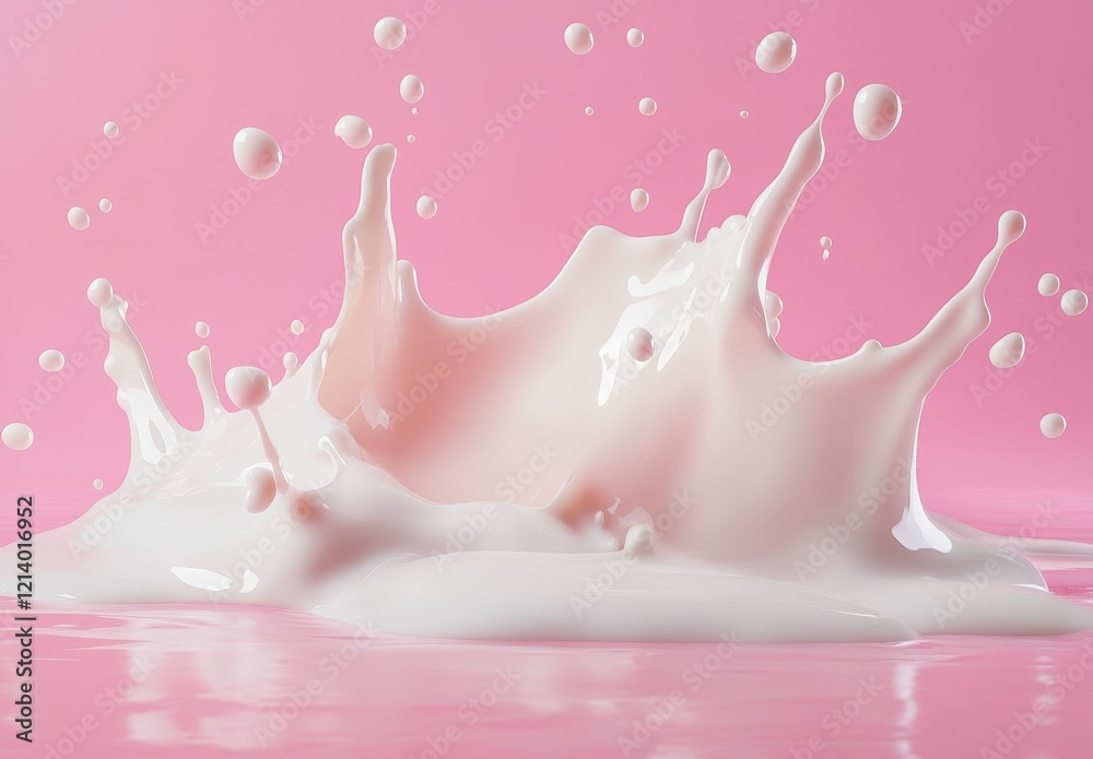 Milk splash crown on pink background. (2) Milk splash crown on pink background. (2)