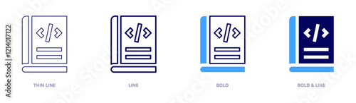 Programming languages icon in 4 different styles. Thin Line, Line, Bold, and Bold Line. Duotone style. Editable stroke