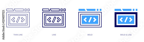 Programming logic icon in 4 different styles. Thin Line, Line, Bold, and Bold Line. Duotone style. Editable stroke