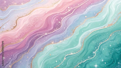 Wallpaper Mural Pastel pink and teal abstract marble design with soft flowing textures and gradients, perfect for elegant modern digital and artistic backgrounds Torontodigital.ca