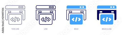 Programming standards icon in 4 different styles. Thin Line, Line, Bold, and Bold Line. Duotone style. Editable stroke