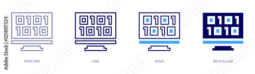 Programming techniques icon in 4 different styles. Thin Line, Line, Bold, and Bold Line. Duotone style. Editable stroke