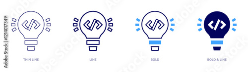 Programming styles icon in 4 different styles. Thin Line, Line, Bold, and Bold Line. Duotone style. Editable stroke