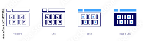 Programming tools icon in 4 different styles. Thin Line, Line, Bold, and Bold Line. Duotone style. Editable stroke