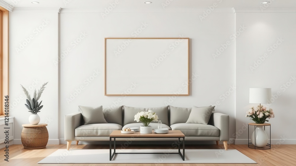 A high-quality mockup image of a minimalist wall art design in a modern living room setting, perfect for showcasing artwork in a realistic environment, minimalist, artwork, living room A high-quality mockup image of a minimalist wall art design in a modern living room setting, perfect for showcasing artwork in a realistic environment, minimalist, artwork, living room