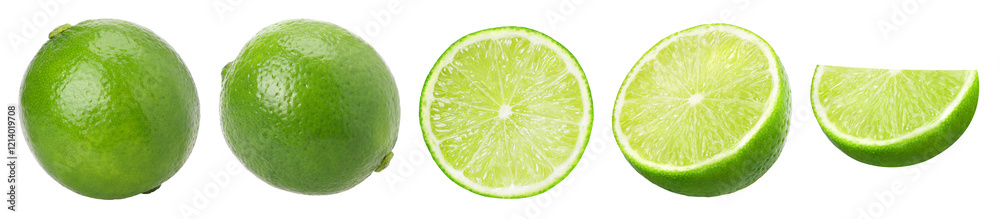 Natural fresh lime, half and slices isolated, transparent PNG, PNG format, cut out Natural fresh lime, half and slices isolated, transparent PNG, PNG format, cut out