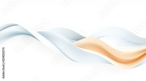 Elegant flowing waves background wallpaper in soft blue and gold tones. Abstract design background