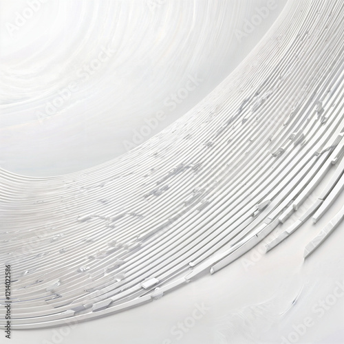 The image features a wave-like pattern of white lines against a light gray background. The lines are slightly broken and uneven, creating a sense of movement and asymmetry.