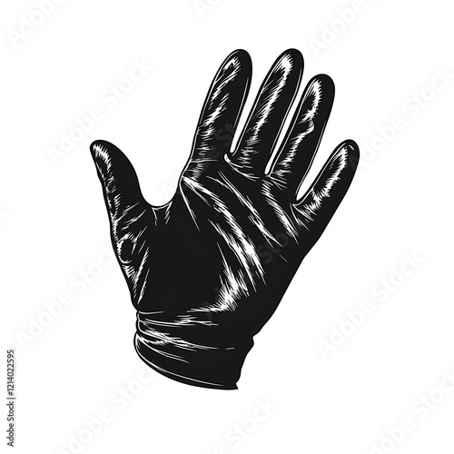 Hand in black leather glove, graphic illustration photo