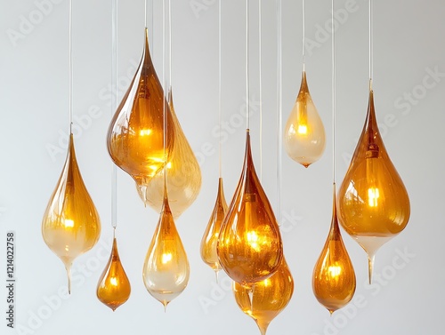 Amber Teardrop Glass Pendant Lights: A Warm, Modern Illumination photo