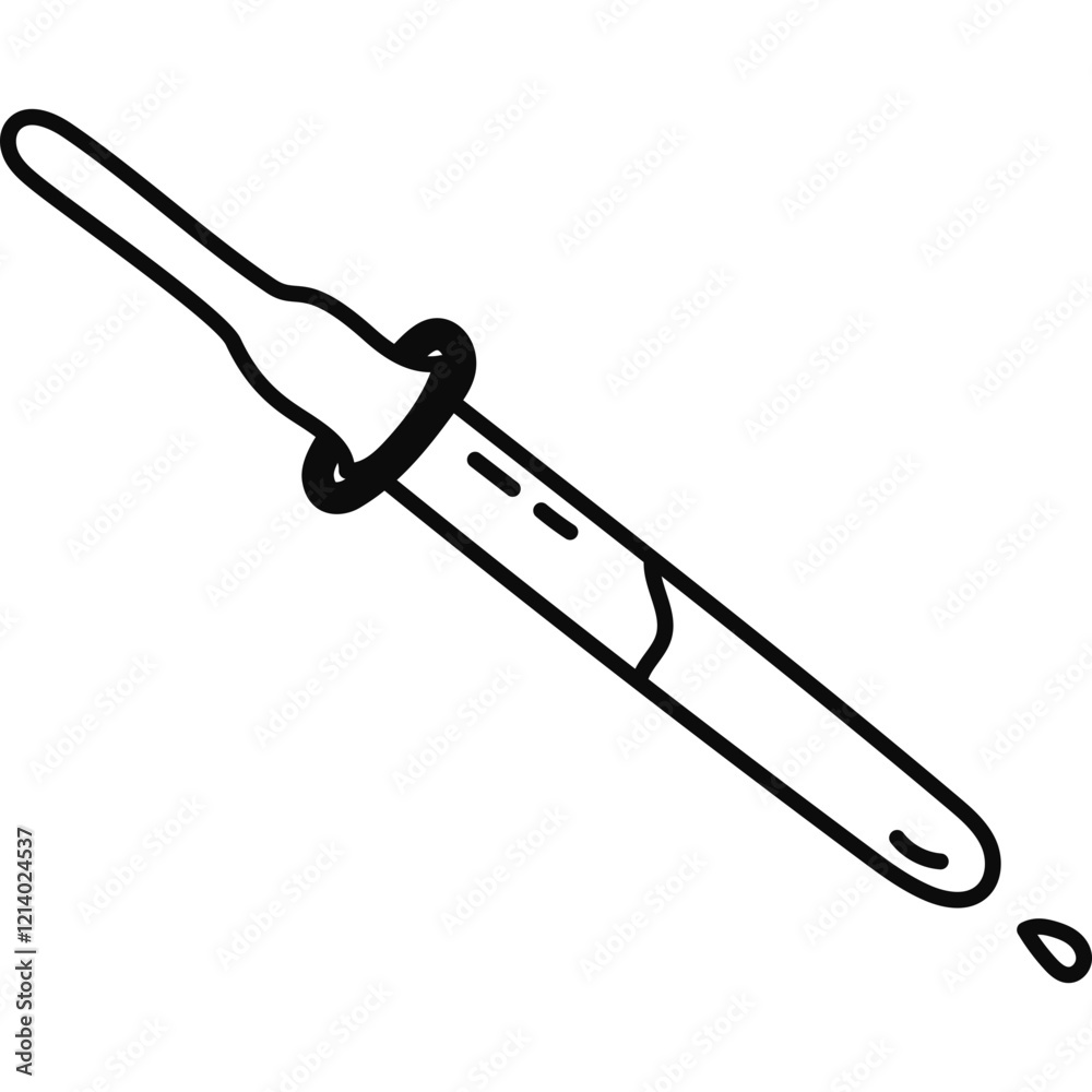Cute doodle pipette for medical analysis, chemistry experiment, cosmetic procedures. Laboratory dropper for health and beauty care. Hand drawn outline lab equipment isolated on white background Cute doodle pipette for medical analysis, chemistry experiment, cosmetic procedures. Laboratory dropper for health and beauty care. Hand drawn outline lab equipment isolated on white background