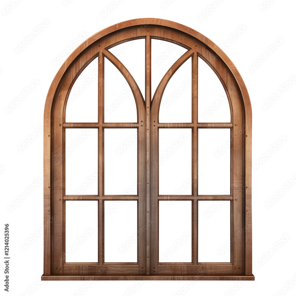 Obraz premium Wooden window frame isolated on transparent background Remove, pen tool, Clipping Path.