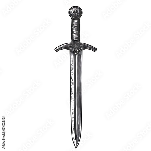 Vintage sketch of a medieval dagger photo