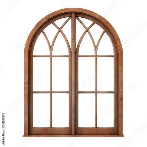 Wooden window frame isolated on transparent background Remove, pen tool, Clipping Path.
