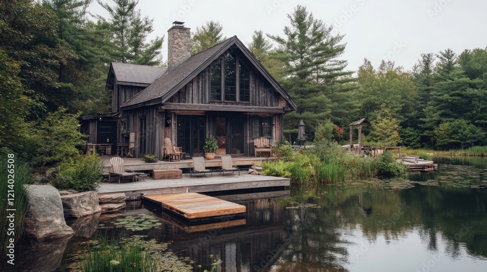 Rustic Wooden Cabin Lakeside Retreat Serene Setting Rustic Wooden Cabin Lakeside Retreat Serene Setting