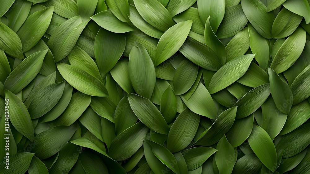 Closeup of a lush verdant arrangement of green leaves creating a striking natural botanical texture and pattern  The fresh