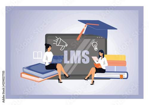 LMS Learning Management System software application concept Educational online training.