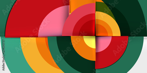 Techno circles and semi circles. Vector Illustration For Wallpaper, Banner, Background, Card, Book Illustration, landing page