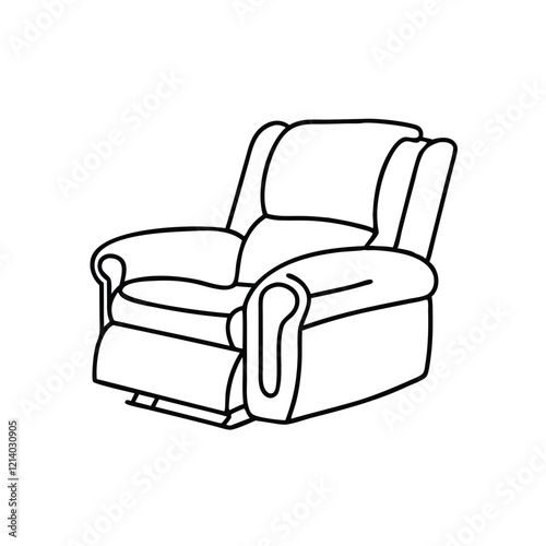  Recliner Hand drawn line art flat vector illustration on white background