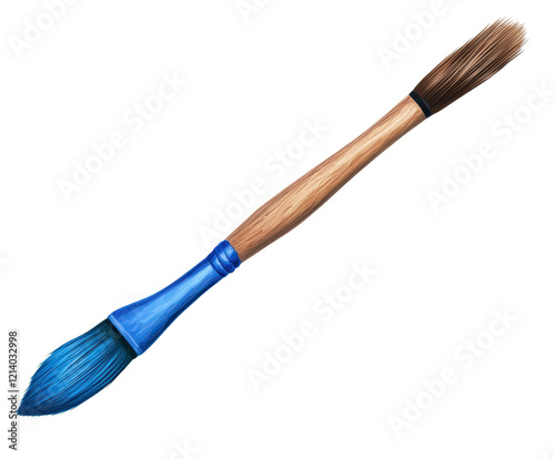 double ended paintbrush with blue and brown bristles photo