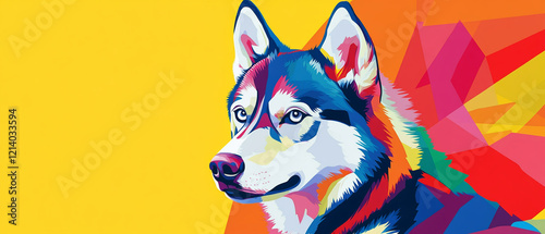 Vibrant C1 Siberian Husky Dog with Colorful Abstract Coat Showcasing Unique Patterns and Striking Features Perfect for Pet Lovers and Art Enthusiasts Alike