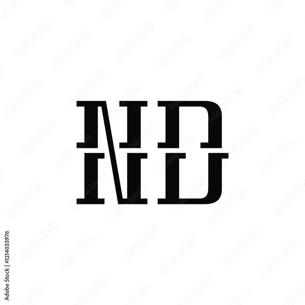 Obraz premium ND monogram logo design letter text name symbol monochrome logotype alphabet character simple logo