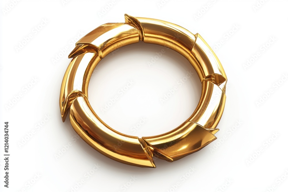 Information graphic element with golden circular arrows, isolated on a white backdrop. Generative Ai Information graphic element with golden circular arrows, isolated on a white backdrop. Generative Ai