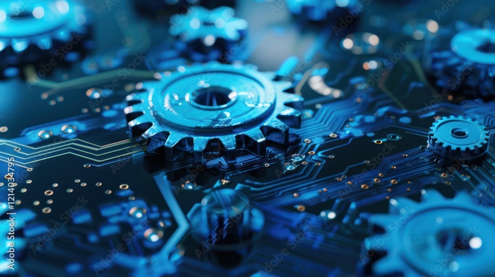 Close-up of Gears on a Circuit Board Close-up of Gears on a Circuit Board