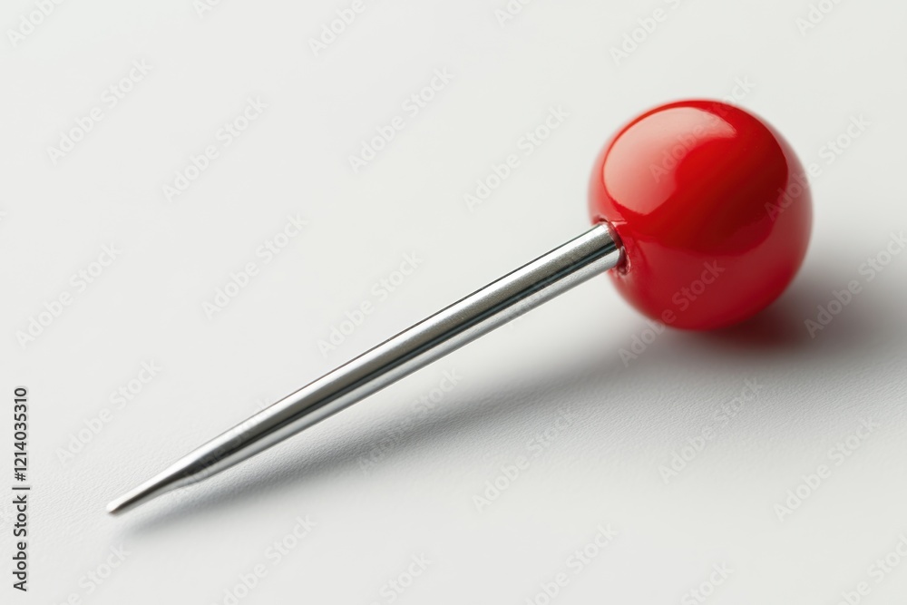 An single red drawing pin on a white backdrop. Generative Ai An single red drawing pin on a white backdrop. Generative Ai
