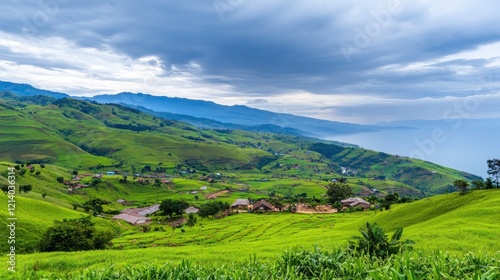 Green hills overlooking a lake
