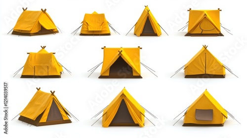 Camping tent icon set on white background.  photo