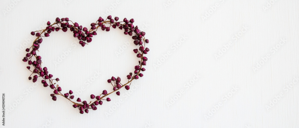Heart shaped wreath of red berries on white background isolated design Heart shaped wreath of red berries on white background isolated design