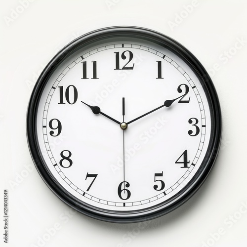 Analog wall clock on white background. photo