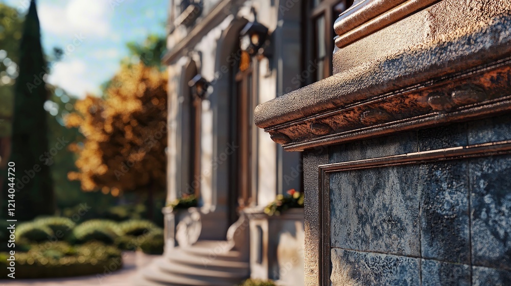 Autumnal Grandeur Architectural Detail of a Luxurious Mansion Autumnal Grandeur Architectural Detail of a Luxurious Mansion