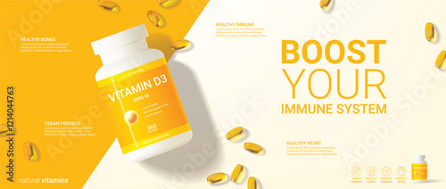 Minimalistic ad banner of vitamin d3