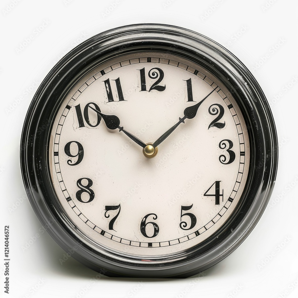 Classic analog clock pointing at five O five isolated on white background. Classic analog clock pointing at five O five isolated on white background.