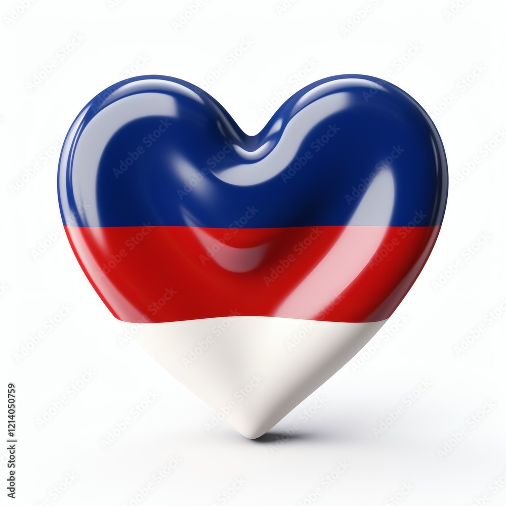 Heart-shaped symbol featuring blue, red, and white colors representing a national identity or theme Heart-shaped symbol featuring blue, red, and white colors representing a national identity or theme