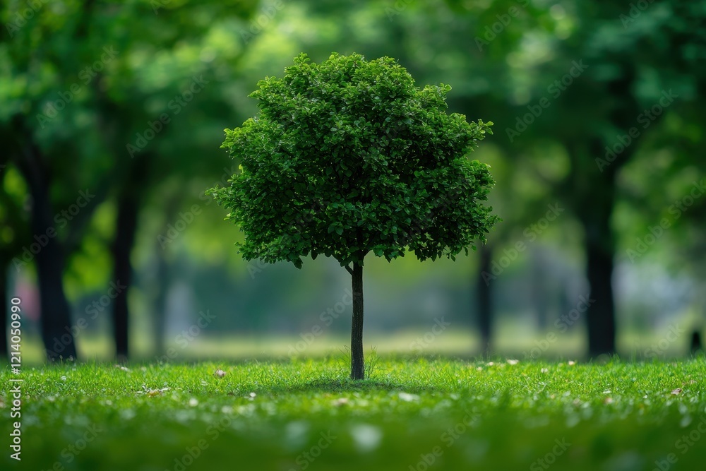 Lush park, single tree, growth, nature, background, environmental Lush park, single tree, growth, nature, background, environmental