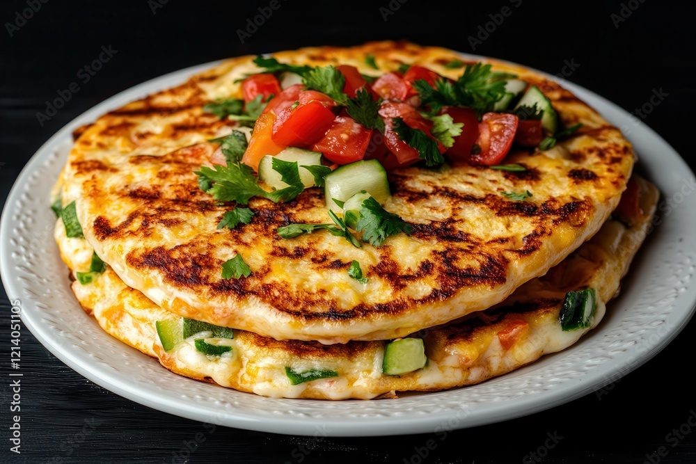Weight loss with a low-carb diet. Delicious flatbreads topped with fresh salsa and herbs. Weight loss with a low-carb diet. Delicious flatbreads topped with fresh salsa and herbs.