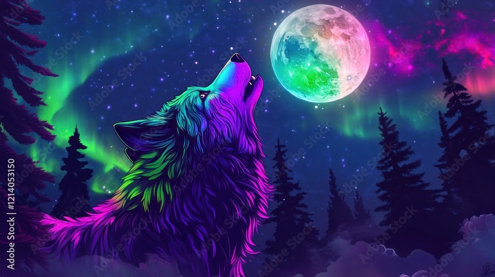 Wolf Howling at the Moon